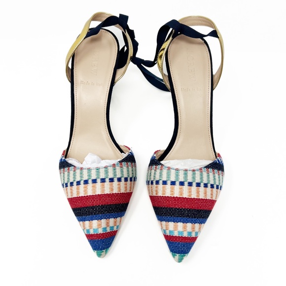 SOLD! J.CREW Elsie Geometric Bow Ankle Tie Pumps Made in Italy - Picture 5 of 12